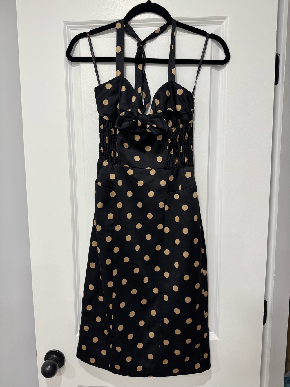 Vintage Y2K Betsey Johnson Black Label Polka Dot Halter Dress - Size 2